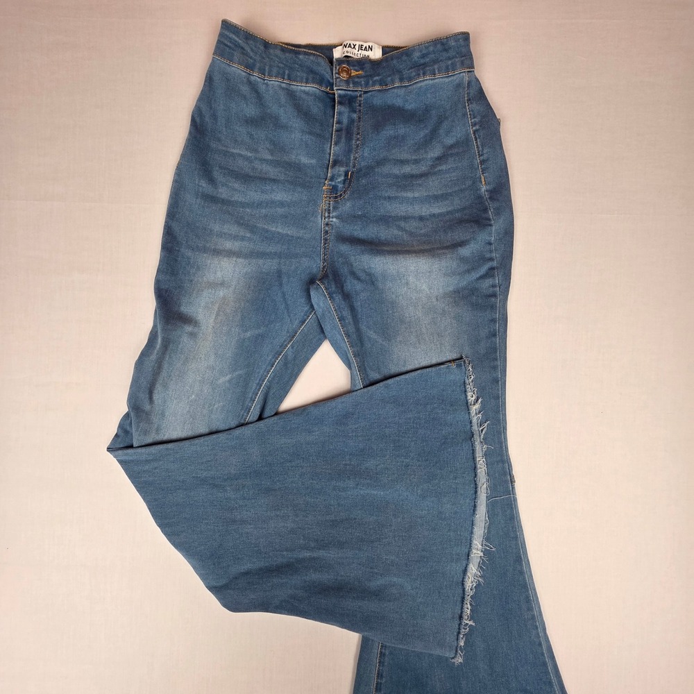 Wax Jean Collection Bell Bottom Jeans Womens‎ 9/29 Bojo Festival Raw Hem